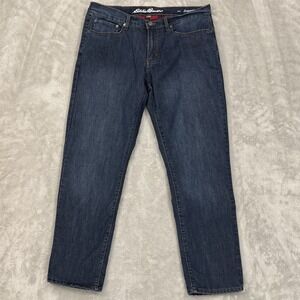 Eddie Bauer Jeans Mens 34x34 Blue Flannel Lined Heavy Warm Winter Workwear